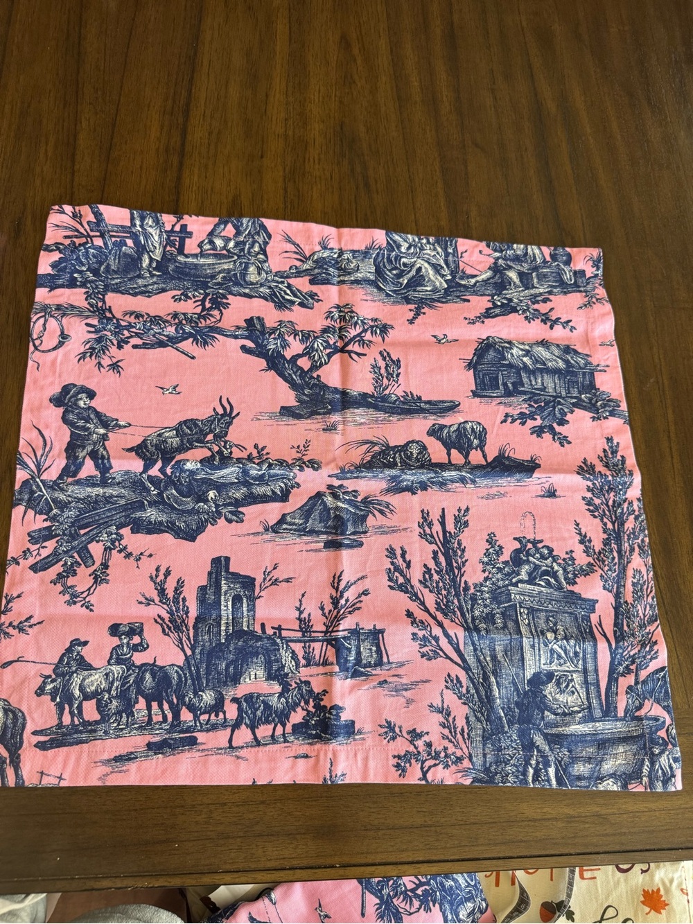 Williams Sonoma Set of 6 Pink Toile Cotton Dinner Napkins French Country - Picture 14 of 16